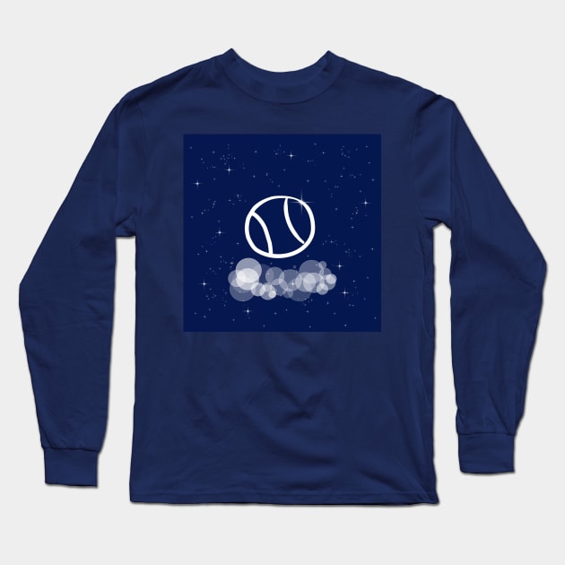 ball, tennis ball, tennis, game, entertainment, sport, sports, active lifestyle, energy, technology, light, universe, cosmos, galaxy, shine, concept, illustration Long Sleeve T-Shirt by grafinya